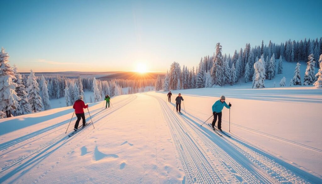 Narciarstwo biegowe w fińskim ośrodku sportów zimowych Narciarstwo biegowe w fińskim ośrodku sportów zimowych