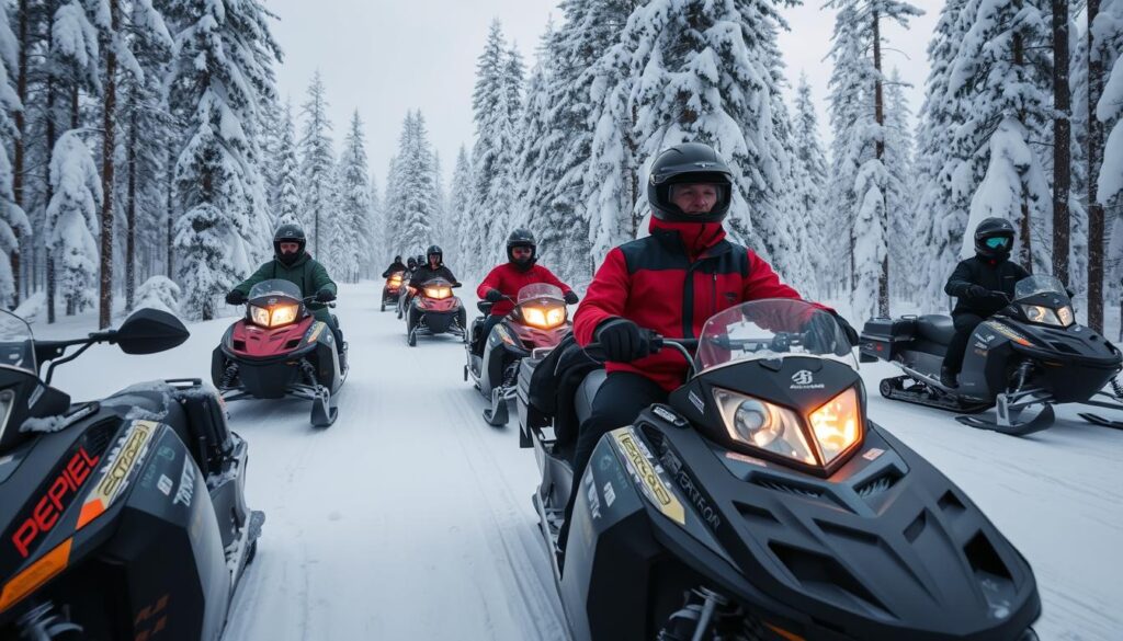 Safari na skuterach śnieżnych w fińskim ośrodku sportów zimowych Safari na skuterach śnieżnych w fińskim ośrodku sportów zimowych
