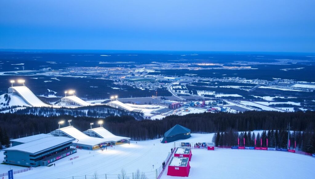 Skocznie narciarskie w Lahti, znanym fińskim ośrodku sportów zimowych Skocznie narciarskie w Lahti, znanym fińskim ośrodku sportów zimowych