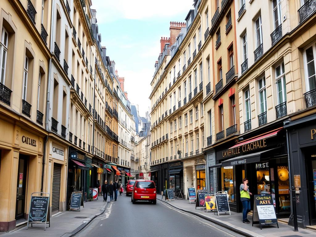Widok na dzielnicę La Chapelle w Paryżu z charakterystyczną zabudową i życiem ulicznym