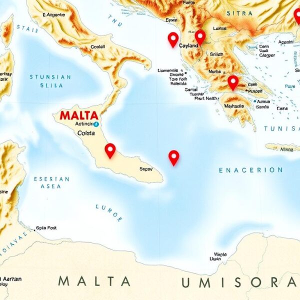 Malta mapa - położenie Malty na mapie Europy