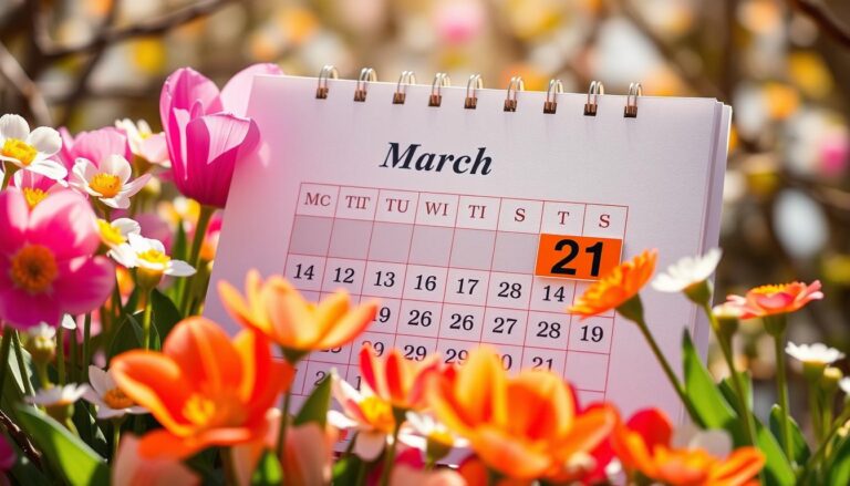 Pierwszy dzień wiosny - kalendarz z zaznaczoną datą 20 i 21 marca