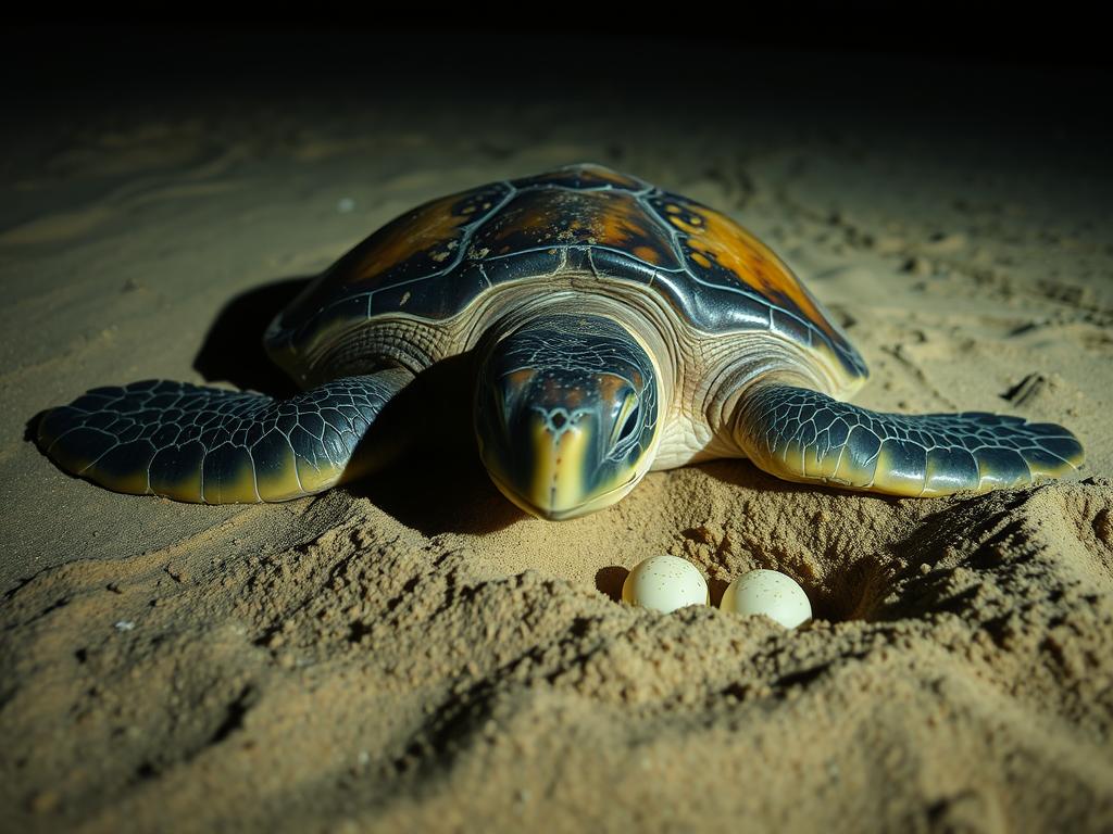 Żółw morski składający jaja na plaży Rekawa na Sri Lance Żółw morski składający jaja na plaży Rekawa na Sri Lance