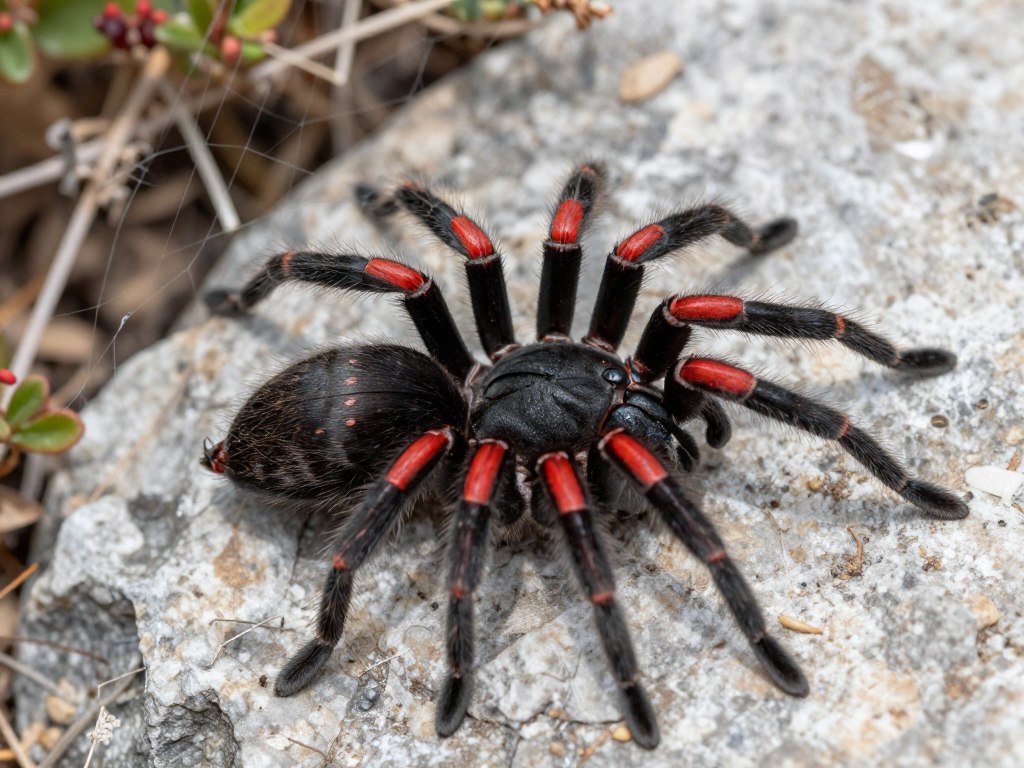 Pająk czarna wdowa z charakterystycznymi czerwonymi znakami - czy w chorwacji są rekiny i jadowite pająki?