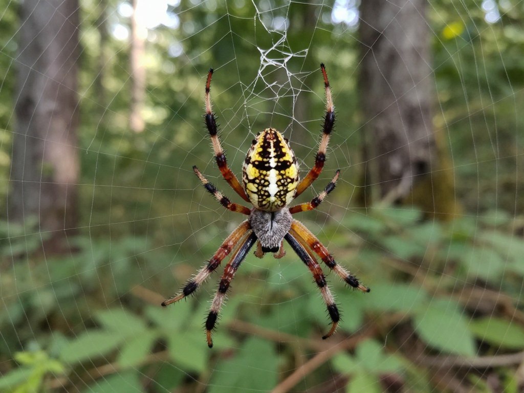 Pająk krzyżak na pajęczynie w chorwackim lesie - czy w chorwacji są rekiny i jadowite pająki?