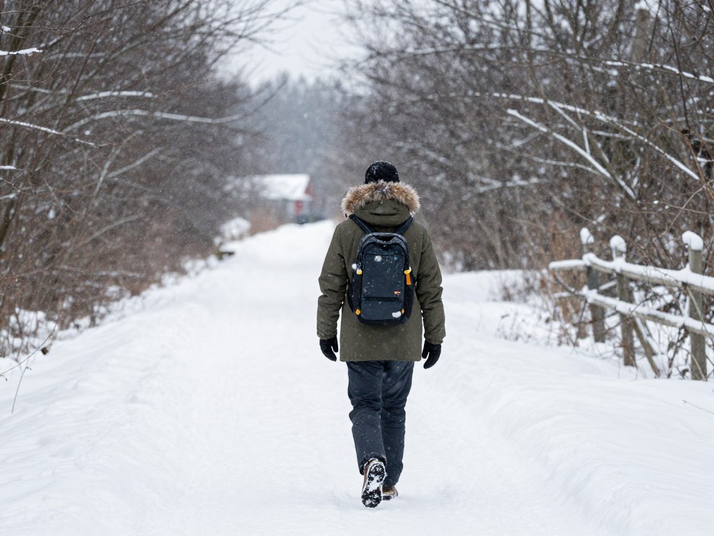 Bezpieczny spacer zimowy w Wilkasach przy złej pogodzie