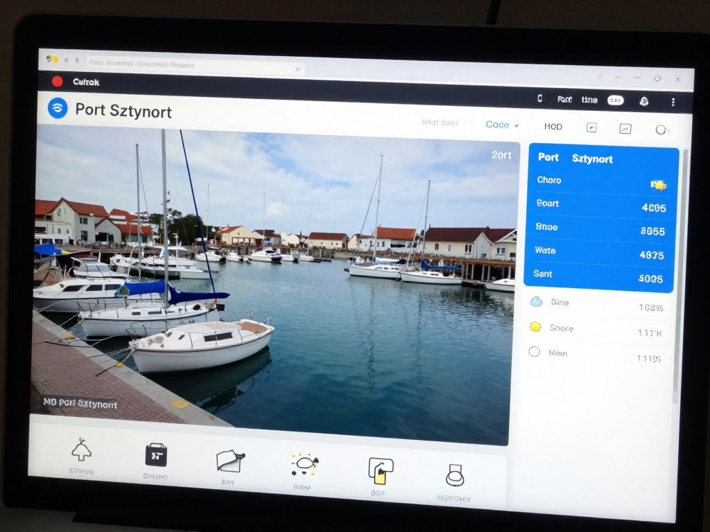 Interfejs kamery online pokazujący Port Sztynort Interfejs kamery online pokazujący Port Sztynort