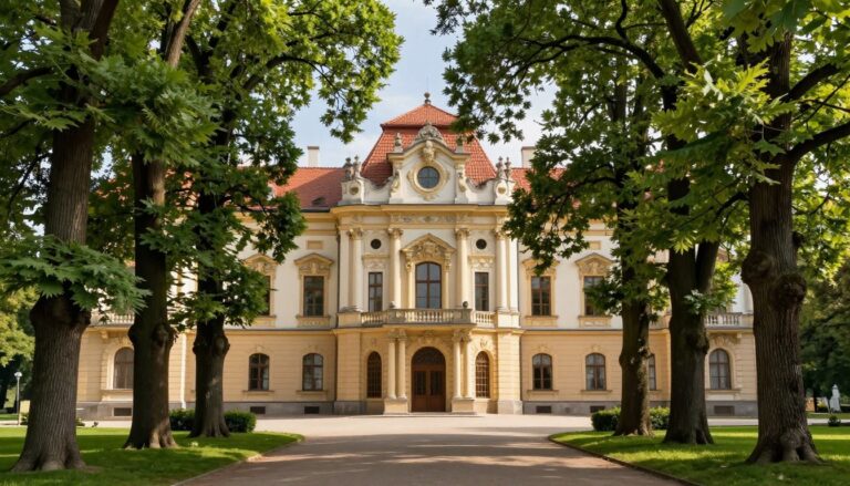 Łężany pałac widok z głównej alei wjazdowej