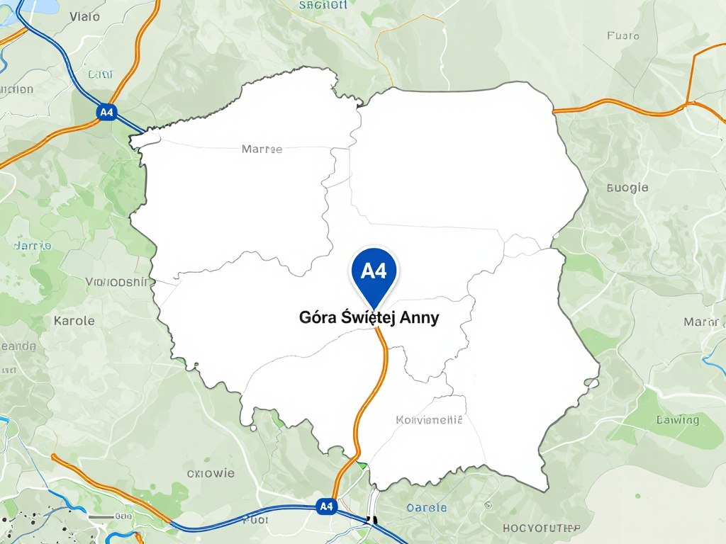Mapa Polski z zaznaczoną lokalizacją Góry Świętej Anny w województwie opolskim Mapa Polski z zaznaczoną lokalizacją Góry Świętej Anny w województwie opolskim