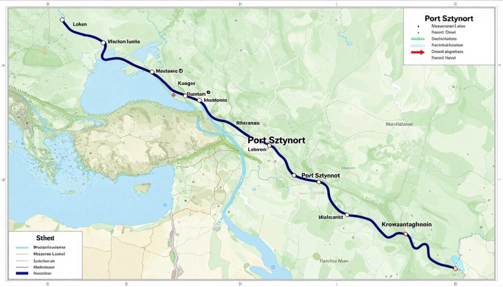 Mapa Wielkich Jezior Mazurskich z zaznaczonym Portem Sztynort Mapa Wielkich Jezior Mazurskich z zaznaczonym Portem Sztynort