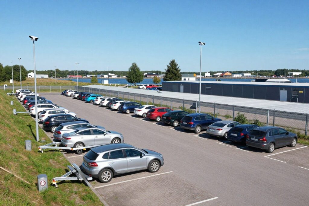 Parking dla samochodów i przyczep w Porcie Sztynort Parking dla samochodów i przyczep w Porcie Sztynort