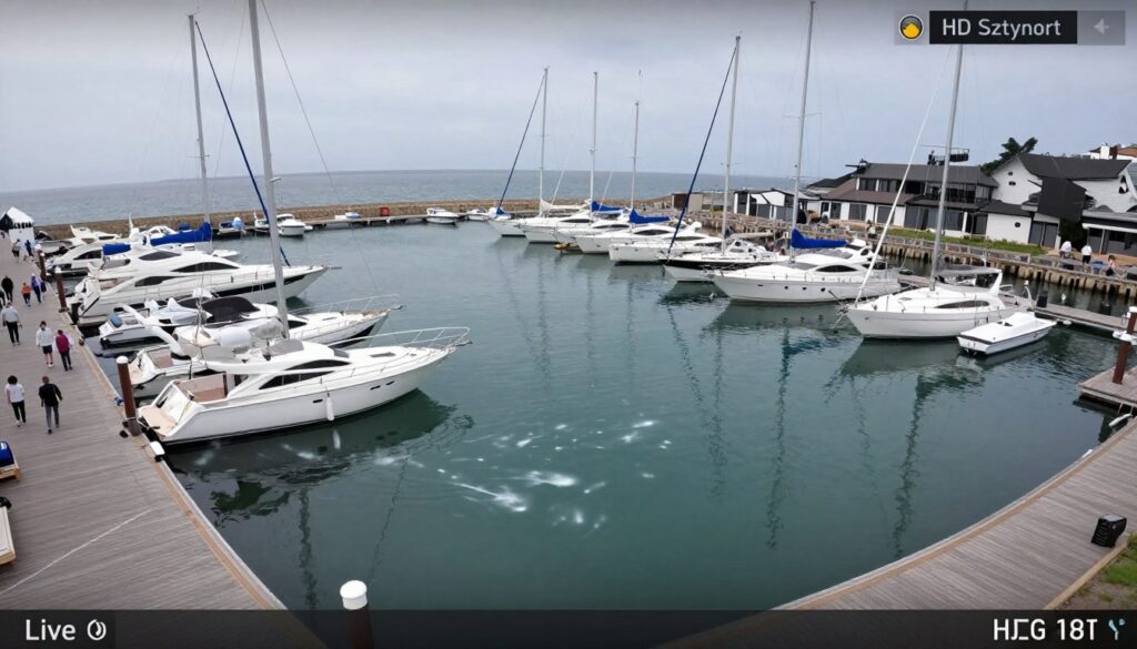 Widok z kamery monitorującej Port Sztynort Widok z kamery monitorującej Port Sztynort