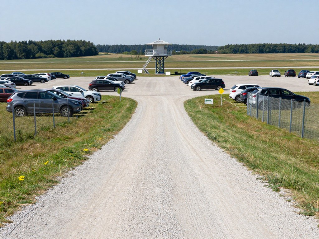 Dojazd do punktu widokowego Pyrzowice parking i droga dojazdowa