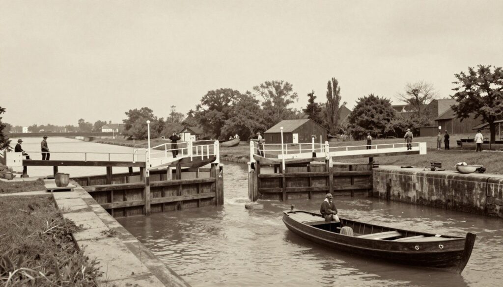 Historyczna fotografia Śluzy Karwik z XIX wieku
