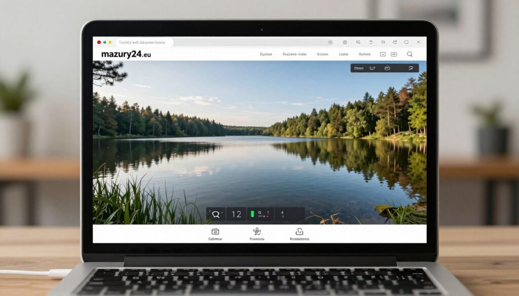 Kamera online Ruciane Nida interfejs systemu mazury24 na ekranie komputera Kamera online Ruciane Nida interfejs systemu mazury24 na ekranie komputera