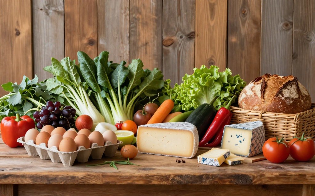 Lokalne produkty używane do śniadań w Folwarku Lokalne produkty używane do śniadań w Folwarku