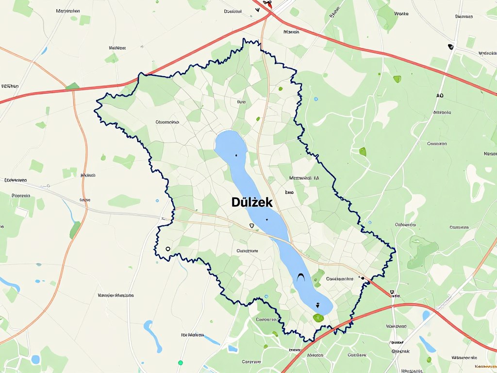 Mapa lokalizacji jeziora Dłużek w województwie warmińsko-mazurskim