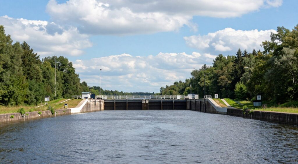 Panorama Kanału Jeglińskiego z widokiem na Śluzę Karwik