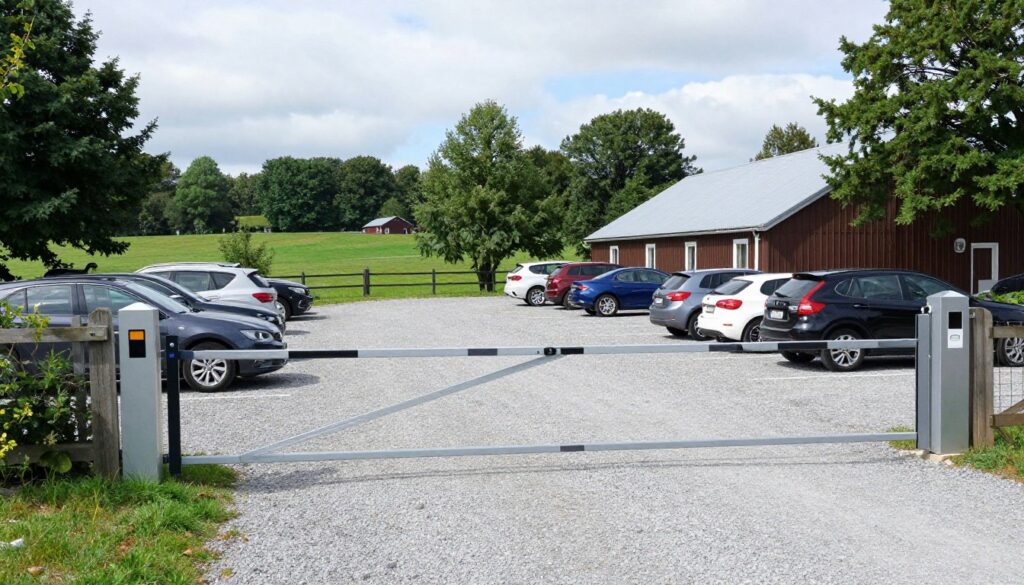 Parking z bramą w Folwarku Mazurskie Legendy Parking z bramą w Folwarku Mazurskie Legendy