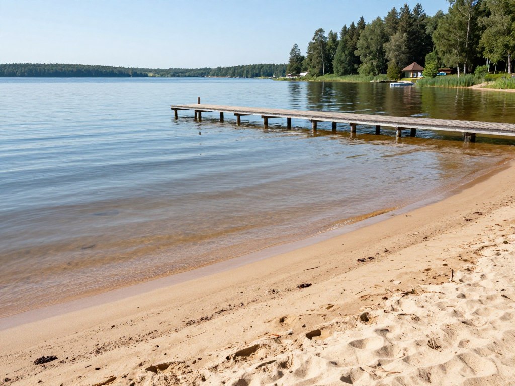 Plaża nad mazurskim jeziorem Plaża nad mazurskim jeziorem