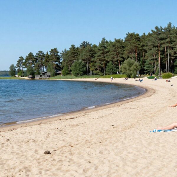 Plaża W Rzeczycach Nad Jeziorem Dzierżno Duże