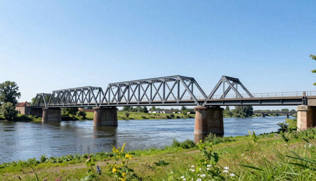 Stalowy most na rzece Nidzie w Nieprowicach