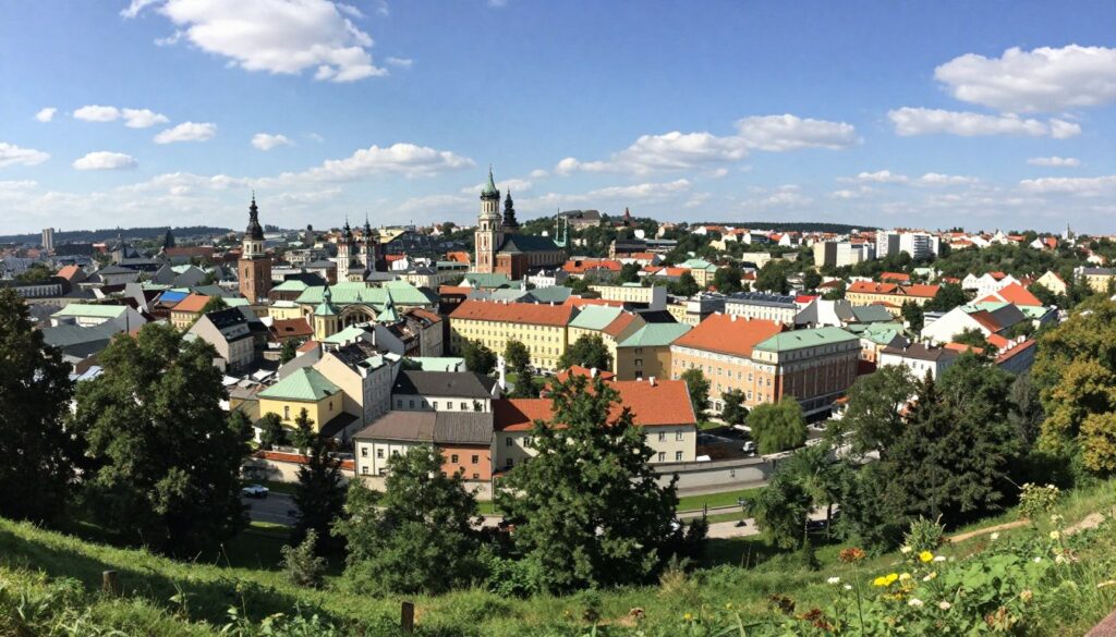 Widok z Kopca Piłsudskiego na Kraków Widok z Kopca Piłsudskiego na Kraków