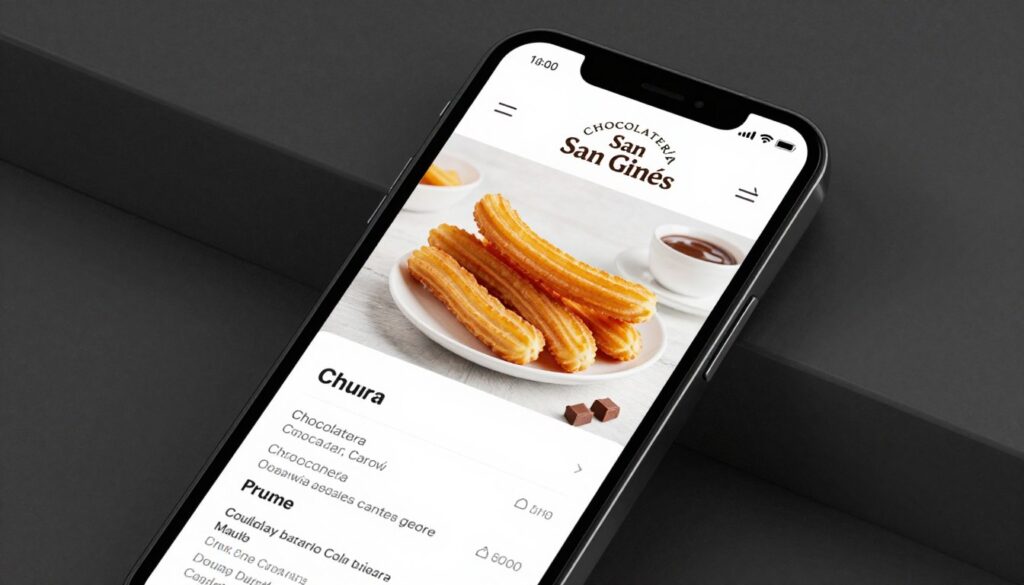 Aplikacja mobilna dostawy z Chocolatería San Ginés