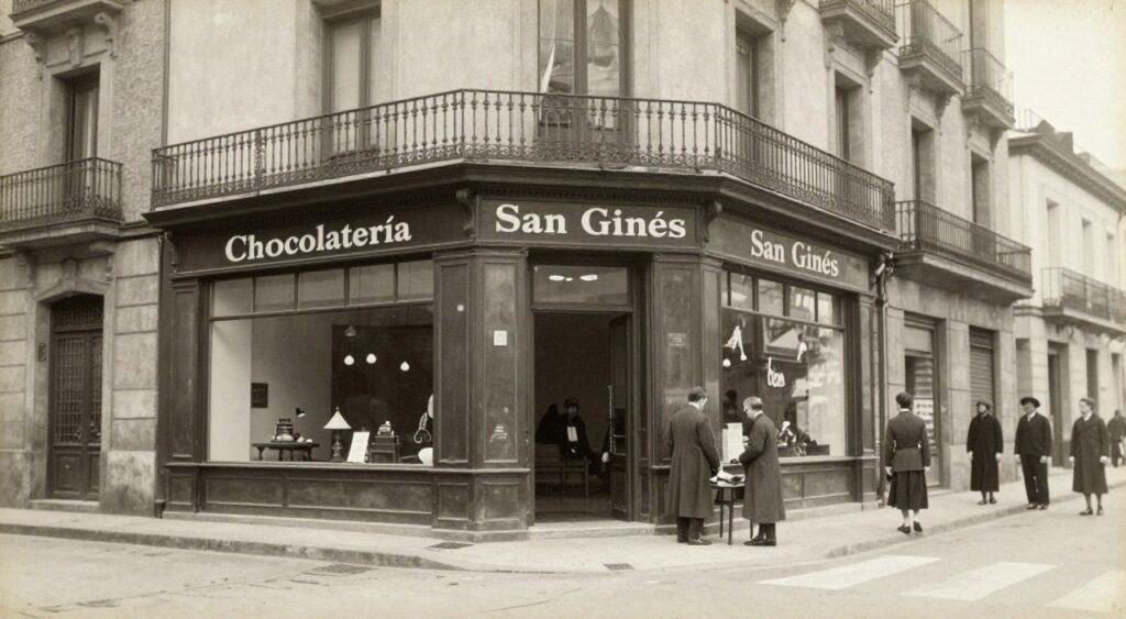 Archiwalne zdjęcie Chocolatería San Ginés z początku XX wieku