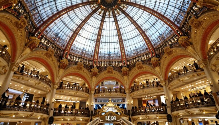 Galeria Lafayette Paryż - majestatyczna kopuła art nouveau w głównym budynku domu towarowego