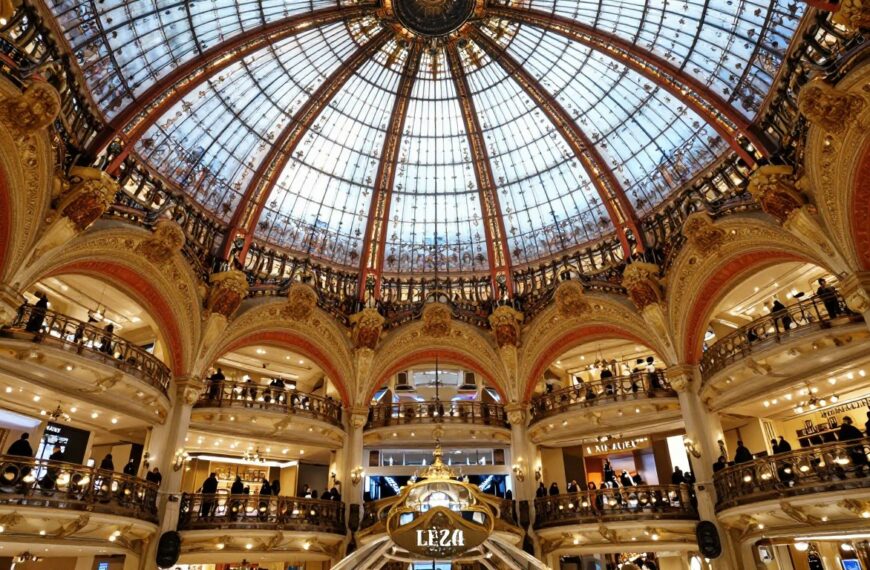 Galeria Lafayette Paryż - majestatyczna kopuła art nouveau w głównym budynku domu towarowego
