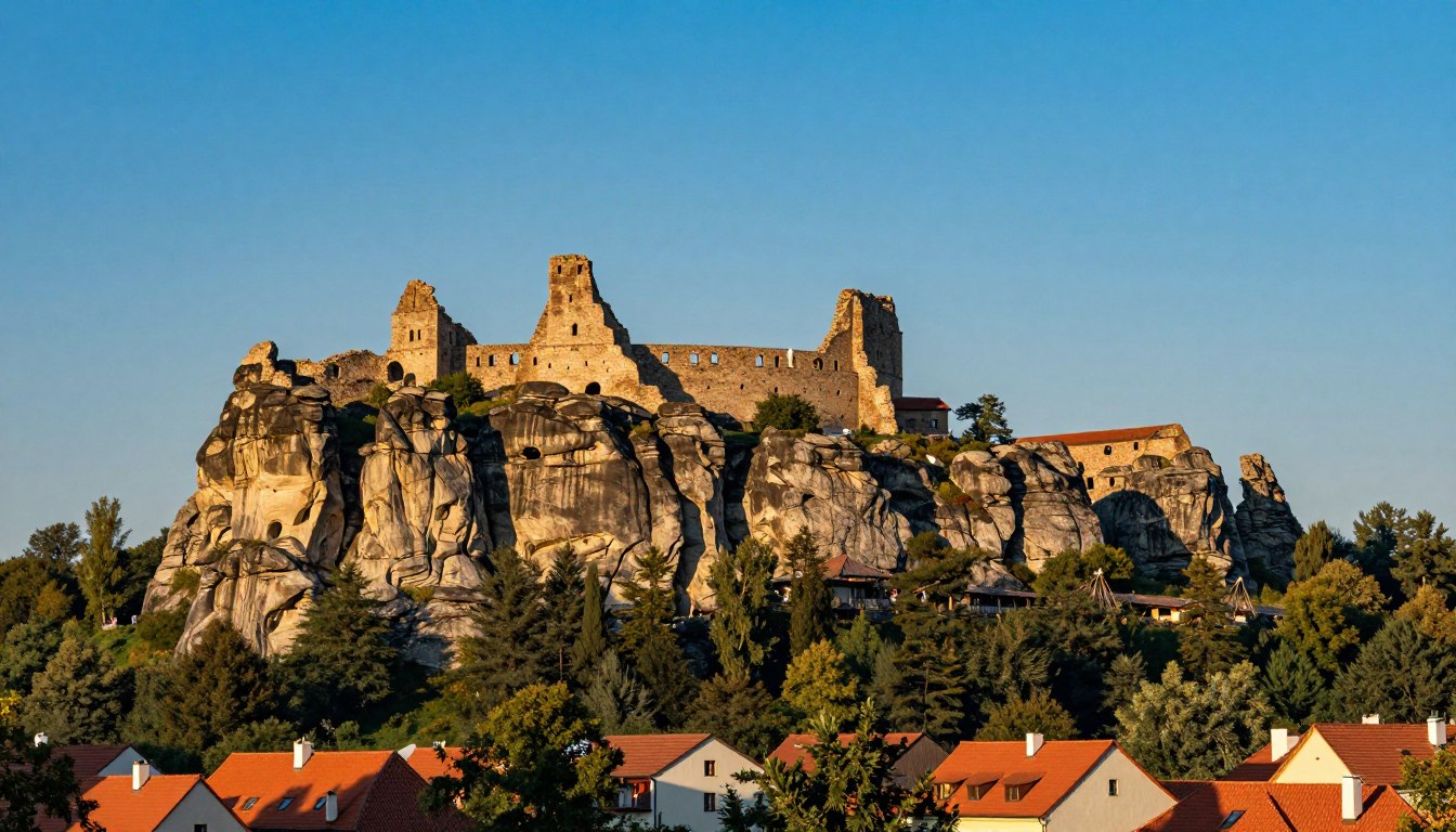 Panorama Olsztyna koło Częstochowy z widokiem na zamek