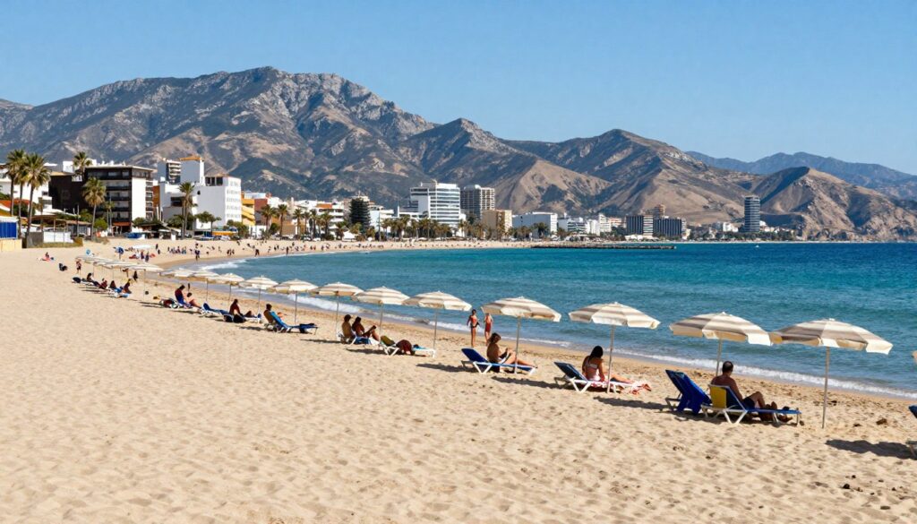 Plaża Playa de la Rada w Esteponie ze złotym piaskiem i turkusową wodą
