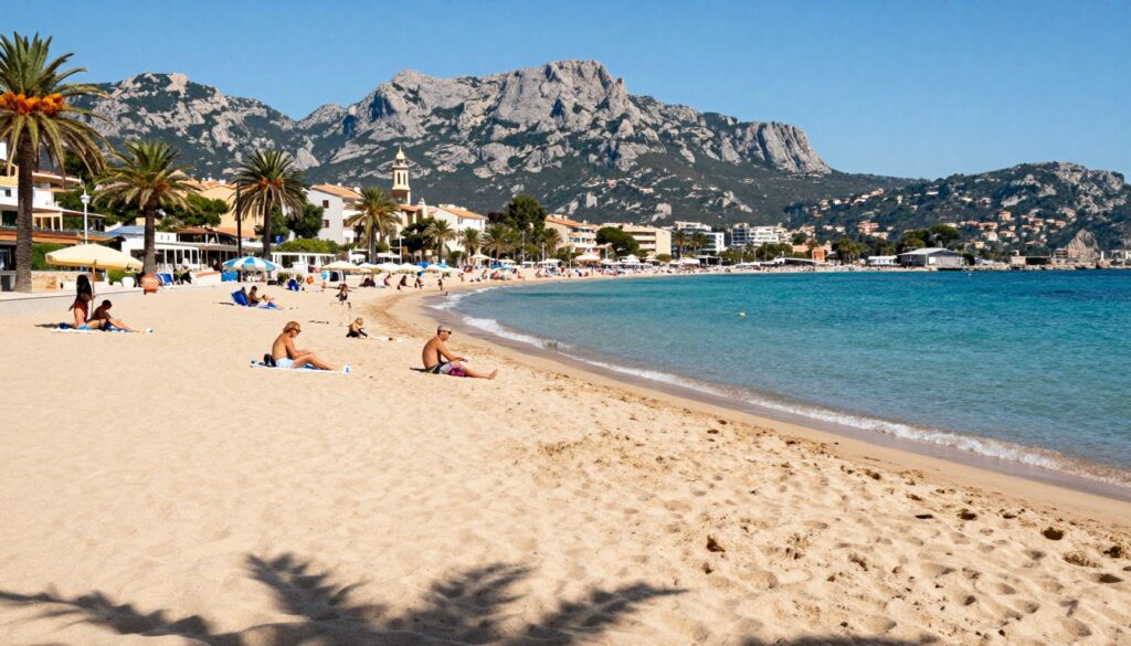 Plaża w Port de Soller z widokiem na góry