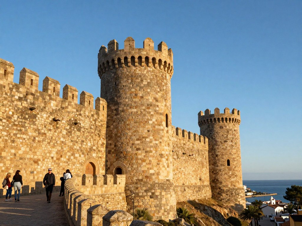 Średniowieczne mury obronne zamku Vila Vella w Tossa de Mar