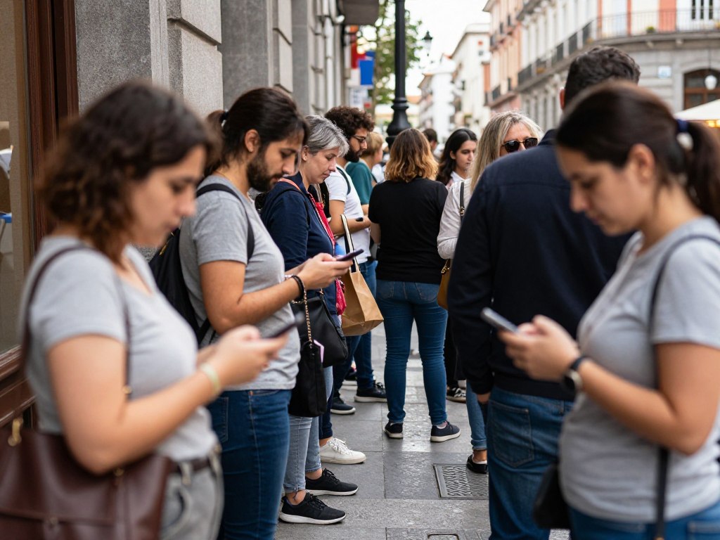 Strategia czekania w kolejce przed Chocolatería San Ginés