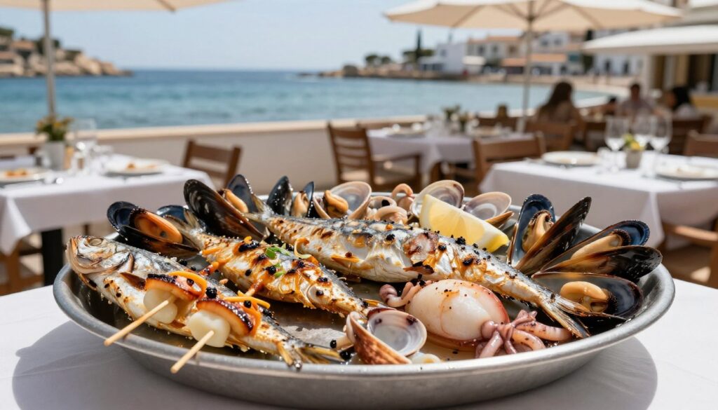 Świeże owoce morza w restauracji w Fuengiroli