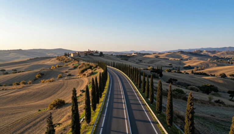 Transport we Włoszech panorama włoskich dróg prowadzących do Rzymu