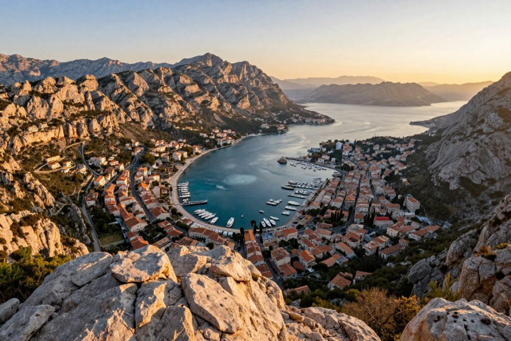 Widok z punktu widokowego na zatokę Port de Soller