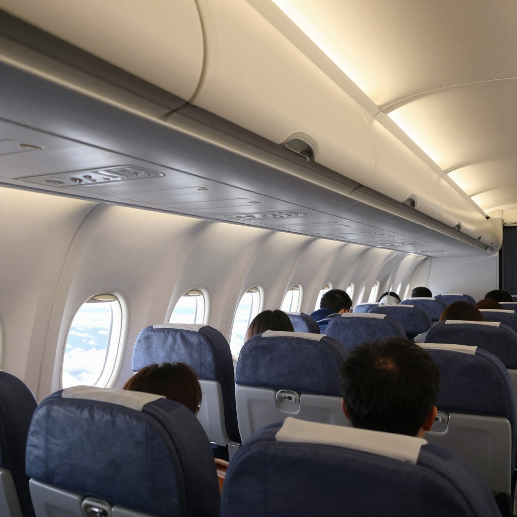Wnętrze samolotu podczas lotu do Włoch
