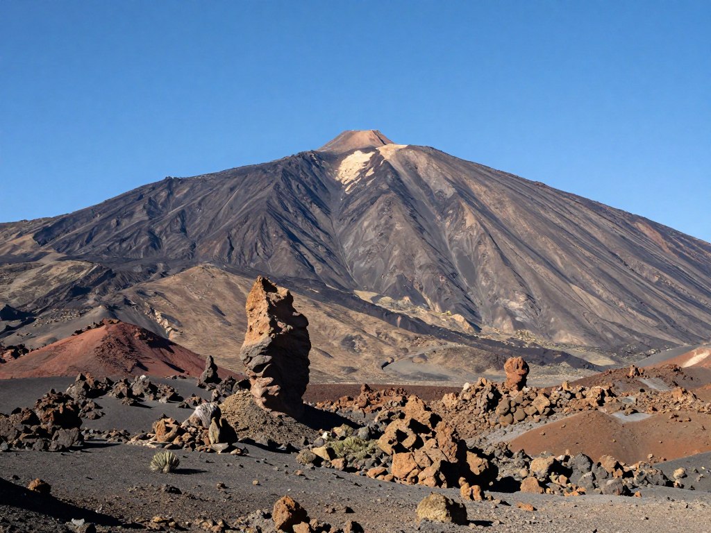 Wulkan Teide na Teneryfie otoczony krajobrazem księżycowym
