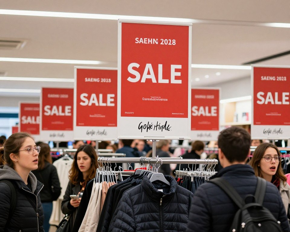Wyprzedaże w Galerii Lafayette - tablice z przecenami i promocjami