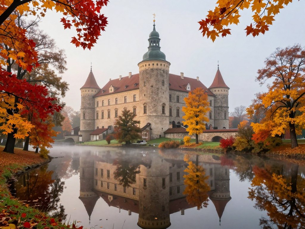 szydłowiec jesienią z kolorowymi liśćmi