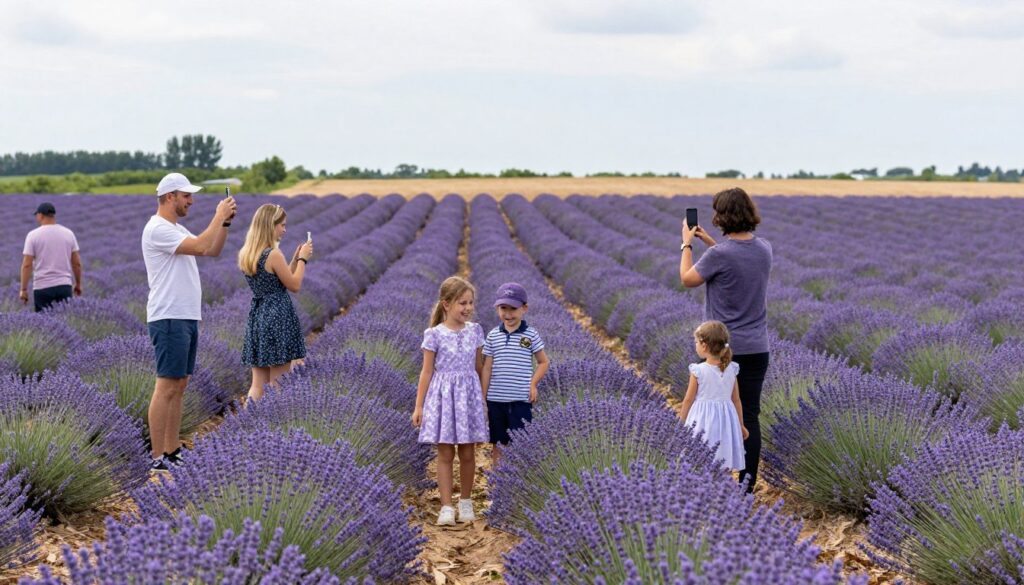 turystyka na plantacji lawendy zwiedzający sesje zdjęciowe