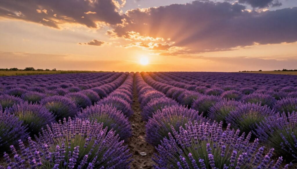 zachód słońca nad polem lawendy w polsce